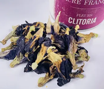 Tisanes Sacré français - Fleurs - Bien être - Clitoria ternatea - <div>Idéal pour la coloration de kombucha, de kéfir, de tisane grâce à son bleu éclatant.</div>