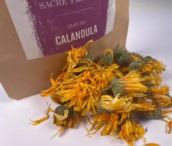 Tisanes Sacré français - Fleurs - Bien être - Souci - Calandula - A utilisez quelques semaines avant chaque saison pour une cure détoxifiante, incorporez deux pincées de pétales de fleur de Calandula dans 200 ml d'eau frémissante et laissez infuser 10 min.