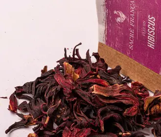 Tisanes Sacré français - Fleurs - Bien être - Hibiscus Karkadé - Infusez deux pincées de fleurs d'hibiscus dans 200 ml d'eau frémissante et laissez infuser 10 minutes.