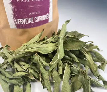 Tisanes Sacré français - Feuilles - Bien être - Verveine Citronnée - La verveine citronnée peut se boire seule mais vous pouvez l'ajouter à d'autres mélanges pour profiter de saveurs plus intenses et plus complexes. Elle facilite la digestion et calme les lourdeurs d'estomac et les ballonnements.