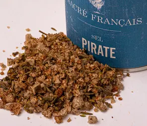 Sels Sacré français - Mélange de sel - Aromatisé - Sel Pirate - Ce sel aux épices (curcuma et thyms sauvages) apportera une saveur méditerranéenne à vos volailles, légumes du soleil, marinades, poissons…