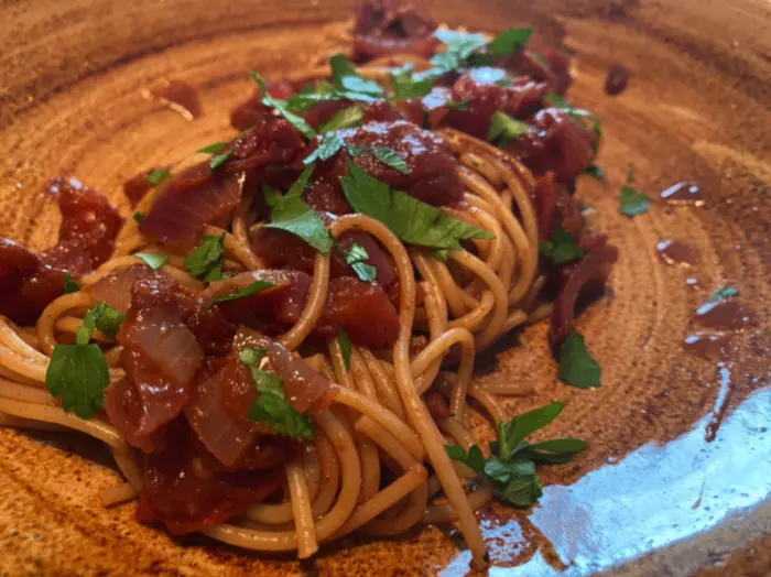 Les recettes - Pâtes sauce au vin chaud